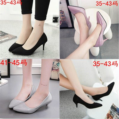 cd尖头伪娘风变装低跟大码工作鞋