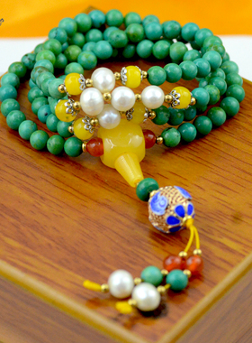 绿松石蜜蜡毛衣链手串天然珍珠
