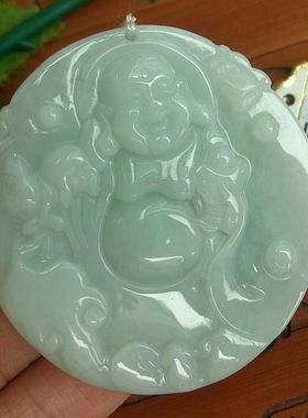90601玉琳阁翡翠 实物拍 缅甸玉天然A货翡翠平安如意大佛大吊坠