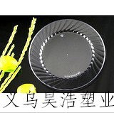 26CM一次性硬塑料盘子 水果盘高档 透明西餐盘 糕点盘 烧烤盘12个