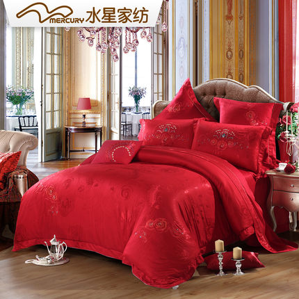 水星家纺 提花结婚四件套 绣花婚庆套件 一诺倾情 专柜款【预售】