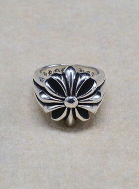 欧美十字架朋克风银饰品大戒指