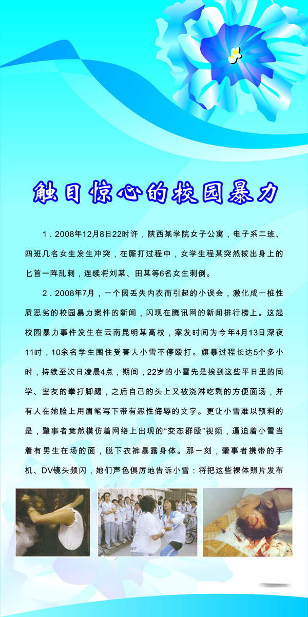 海报印制展板素材342伤害44中学生伤害防范-触目惊心的校园暴力