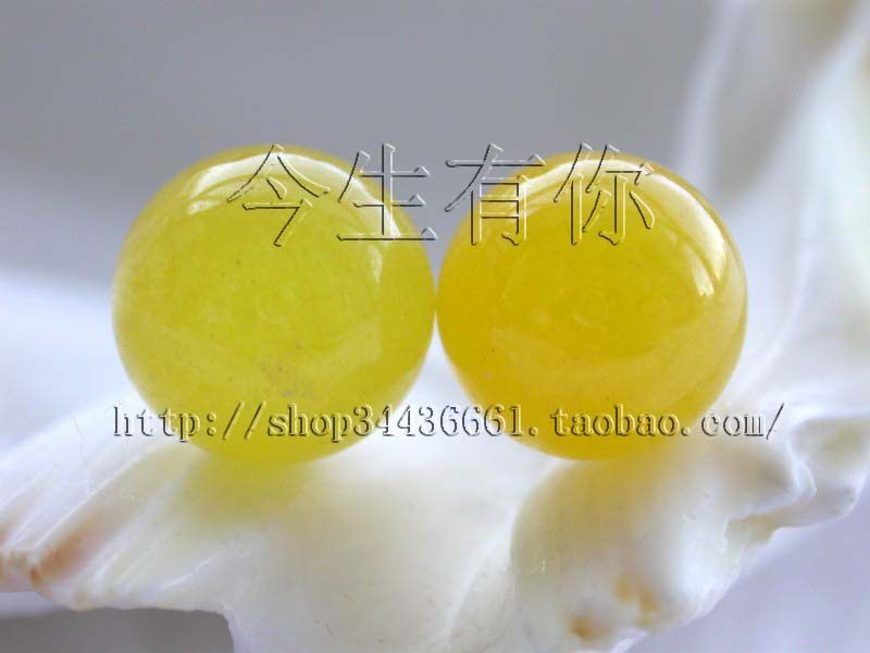 今生有你天然10MM黄玉耳钉纯银耳钉防过敏耳饰女配饰正品全国包邮