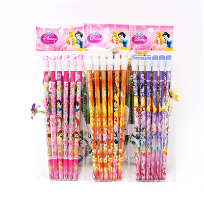 迪士尼公主儿童铅笔大橡皮头小学生铅笔HB铅笔幼儿园文具礼品铅笔