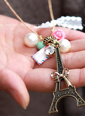 韩国进口饰品蕾丝长款毛衣链