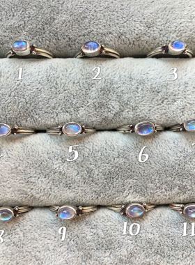 尼泊尔天然通透蓝光925银戒指