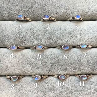 夏 尼泊尔饰品 天然月光石戒指通透蓝光好 925银活圈精巧简约