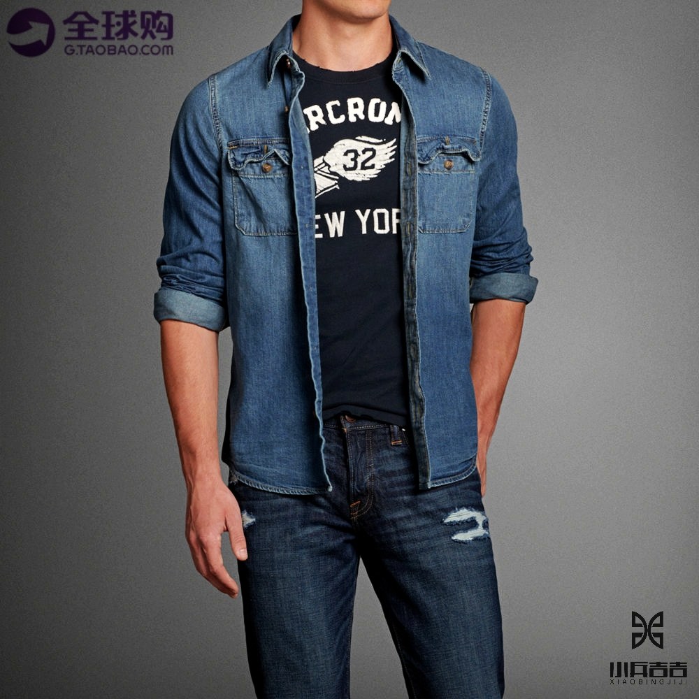 AF纯棉水洗长袖牛仔衬衫