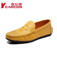 Erkang authentic 2015 spring new fashion leather men's shoes fashion rivet City boy casual shoes