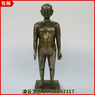 黄铜纯铜小铜人中医艾灸针灸穴位铜人体模型诊所药房医用摆件