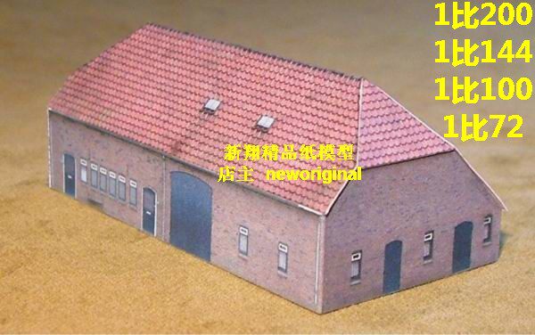 二战德国农村民居民房谷仓粮仓仓库军事兵人建筑场景沙盘模型