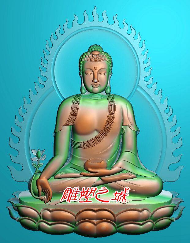 精雕图 灰度图 浮雕图 背火正坐如来佛