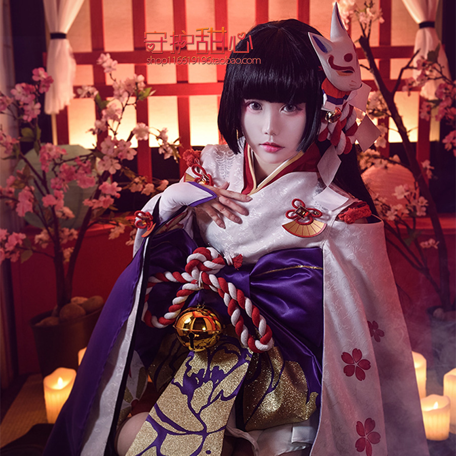 {甜心家}阴阳师 手游 式神 SR 雪女 觉醒 月见之樱 cosplay假发