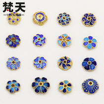 S925纯银景泰蓝镀金花托 垫片烧蓝镀金掐丝珐琅隔片手工diy材料