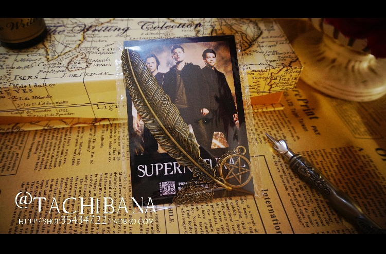 SPN邪恶力量五芒星天使羽毛书签