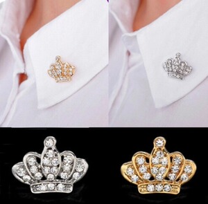 韩版皇冠小领针男士西服胸针胸花配饰别针扣衬衫领扣水晶领花领夹