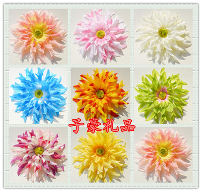 仿真花清明花 绢花 双色菊花 花头花朵 DIY衣服帽子装饰花 婚庆花
