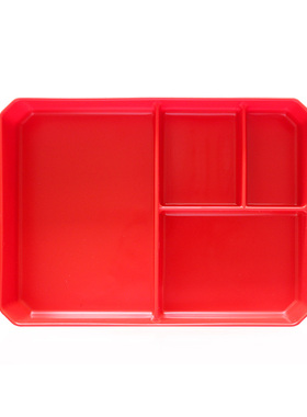 优冷塑料饭盒学生营养工厂学校食堂团餐厨房配餐餐盒四格五格食物