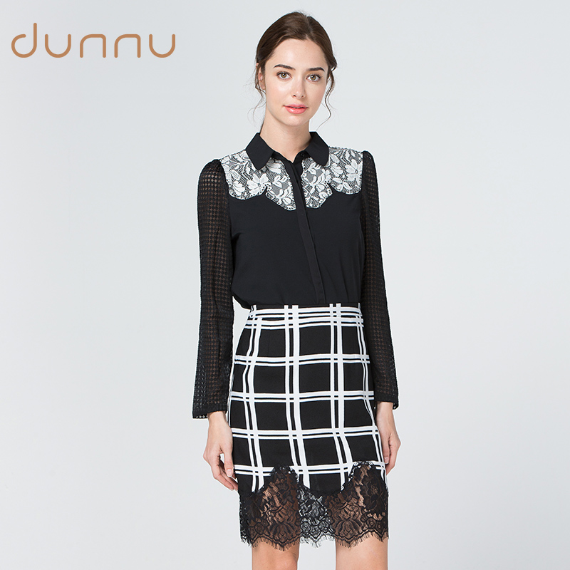 DUNNU¶ØÅ«2017Çï¼¾ÐÂÆ·ÀÙË¿ÎÆ»¨Æ´½Ó³¤ÐäÉÏÒÂOL³ÄÉÀÅ®DF1-30118
