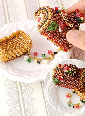 手工串珠进口TOHO米珠材料包 巧克力咖啡蛋糕卷 日文走线教程