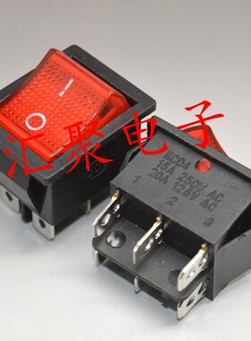 船型开关 翘板电源开关KCD4红色带灯6脚2档15A/250V