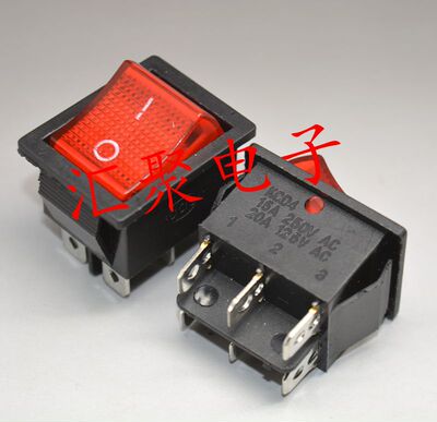 船型开关 翘板电源开关KCD4红色带灯6脚2档15A/250V