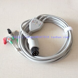 通用型迈瑞PM7000 8000 9000 MEC1000圆头6针3导心电导联线 夹式