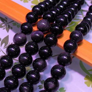 天然黑曜石4/18mm水晶彩虹眼黑曜石散珠子 DIY串珠材料配件