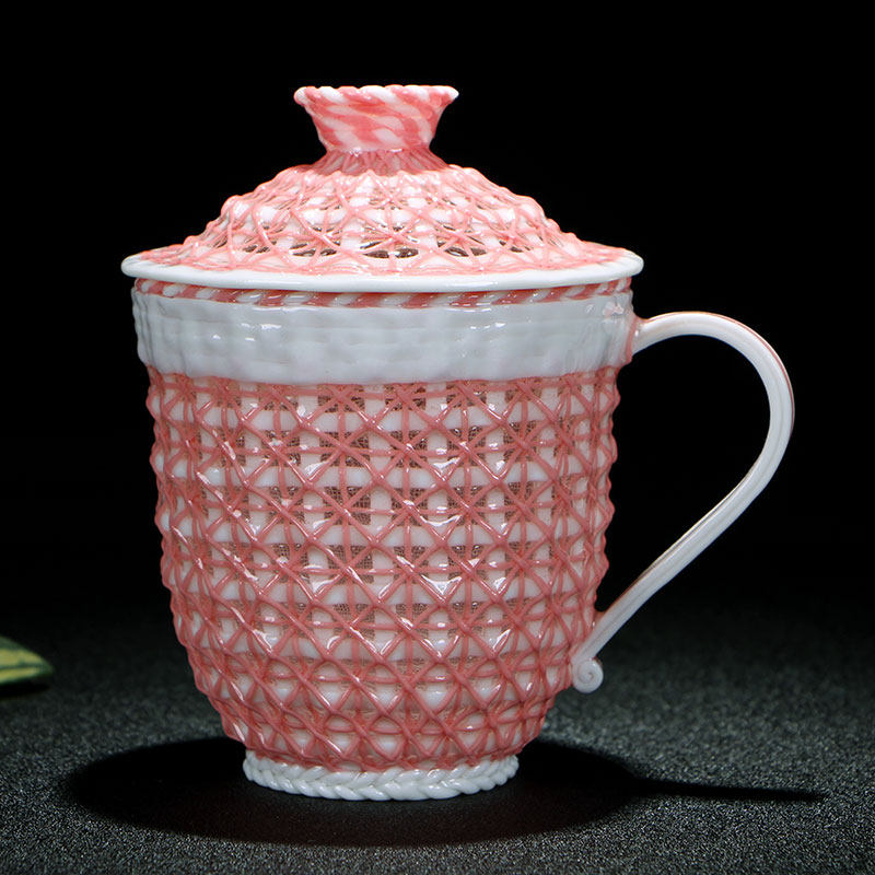 陶瓷纯手工编织水杯高档会议茶杯马克杯办公杯中式带盖个人杯送礼,餐饮具,茶杯,淘宝优惠券,粉丝福利购,淘宝优惠卷