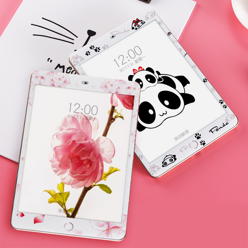 iPad2018鋼化膜2017新款air2蘋果1迷你4平板電腦Pro9.7英寸5全屏6高透mini3防摔卡通可愛文藝高清玻璃彩貼膜