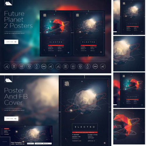 P0260高清PS设计素材 未来科技科幻世界星球星际旅行海报模板PSD
