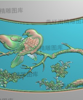 高清精雕图灰度图bmp浮雕图电脑雕刻图精品花鸟圆台面板1.605x232