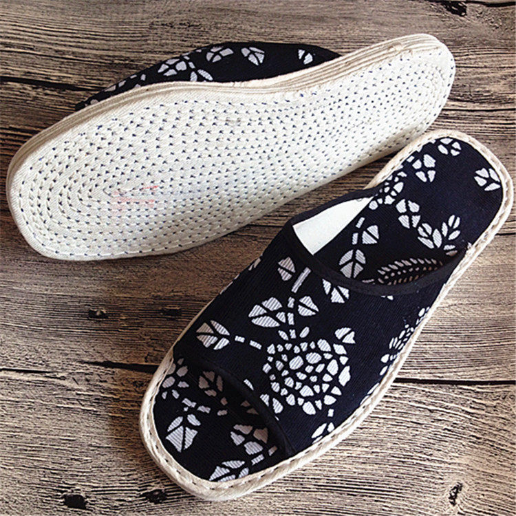 夏季透气手工纯棉布拖鞋男女防滑千层底布底中老年妈妈拖鞋地板拖