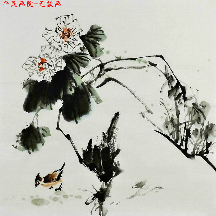 手绘字画书画装饰画大促E081840四尺斗方无款写意国画花鸟68 68