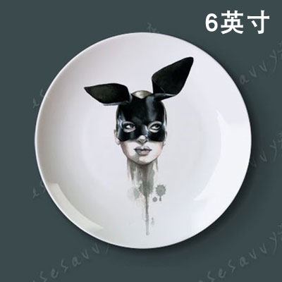 6英寸ANT NIO SOARES时装手绘风格装饰盘子墙壁饰挂盘陶瓷盘摆件