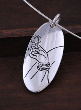 足银项坠佛手古典禅意饰品挂件