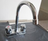 包邮 双把双孔铜面盆坐式 洗脸盆 铜高弯旋转水龙头 水龙头冷热