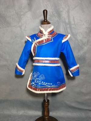 蒙古袍儿童男孩棉秋冬演出服日常装生活装民族男童蒙族服装新品