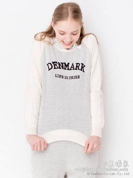 日本杂志揭载款胸前字母羊毛混纺春秋季针织衫