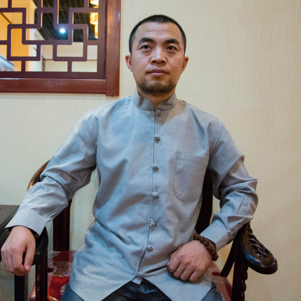 NEW CHINESE TANG SHIRT MENS LONG SLEEVE COLOR-BLOCKED TOP HANDMADE CLOTH BUTTONS CHINESE STYLE MENS SOLID COLOR CASUAL