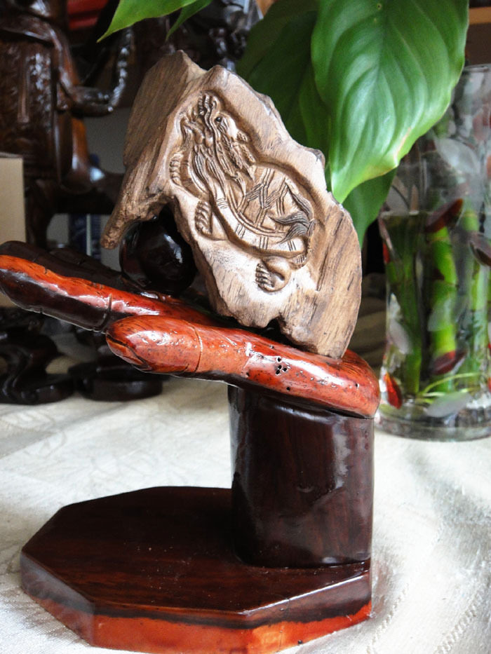 印尼沉香山子雕件 星洲风味更醇和芳香 黄油结龙龟摆件 连座赑屃