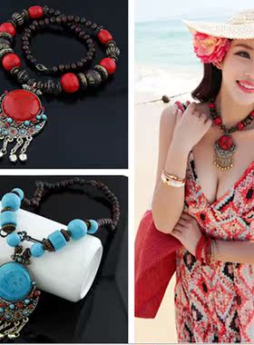 海滩民族风毛衣链长款女海边度假