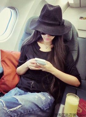 日本RX春夏棉麻渔夫帽子女蝴蝶结礼帽出游防晒遮阳百搭度假草帽潮