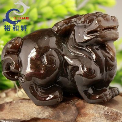 寿山石精品手件 国石真品 坑头豆耿石 狮子手把件文玩手件 裕和轩