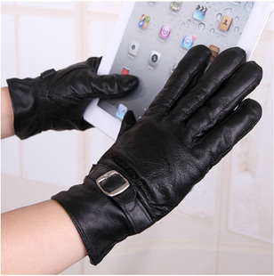 小羊皮黑触摸屏手套男冬防寒保暖触屏手套骑行摩托车手套男秋