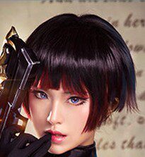 枪神纪 女双枪 吉尔 cosplay假发 黑色反翘短发 来图定做假发