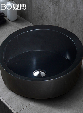 QC观博GABO天然大理石面盆 台上艺术洗脸盆家用卫生间洗手盆10509