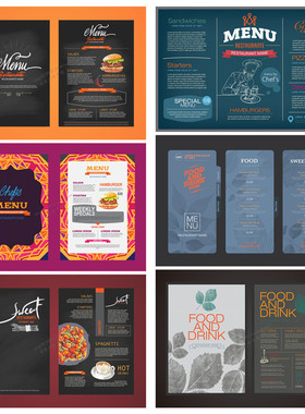 A2237矢量欧美西快餐汉堡饮料酒水菜单价目表餐牌模板 AI设计素材
