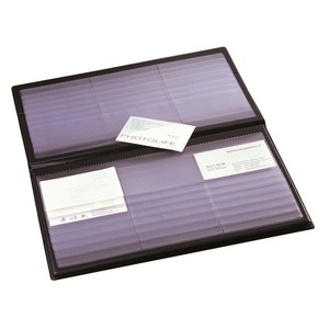 齐心名片册NC288摊开式名片夹大容量办公商务硬皮名片本288枚黑色卡册